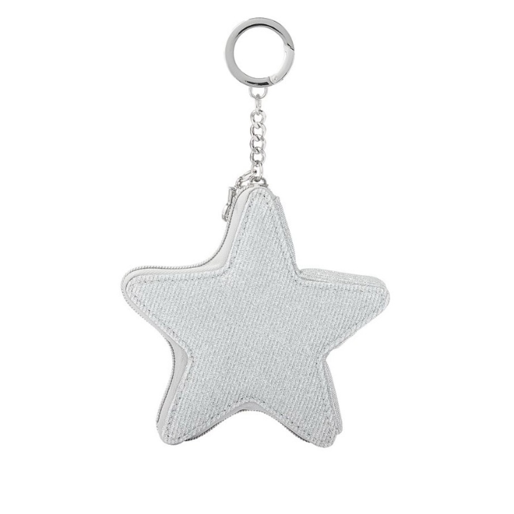 NWT Victoria’s Secret Silver Sparkle Star Pouch Keychain/ Bag Charm